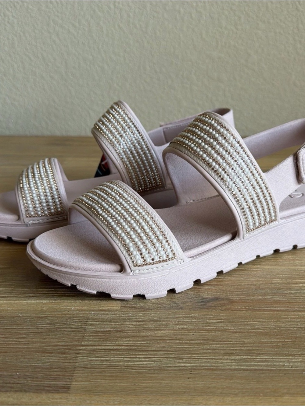 Skechers Women's Foamies Footsteps-How Extra Sandal Sling Back Blush Size 11 - Picture 2 of 16